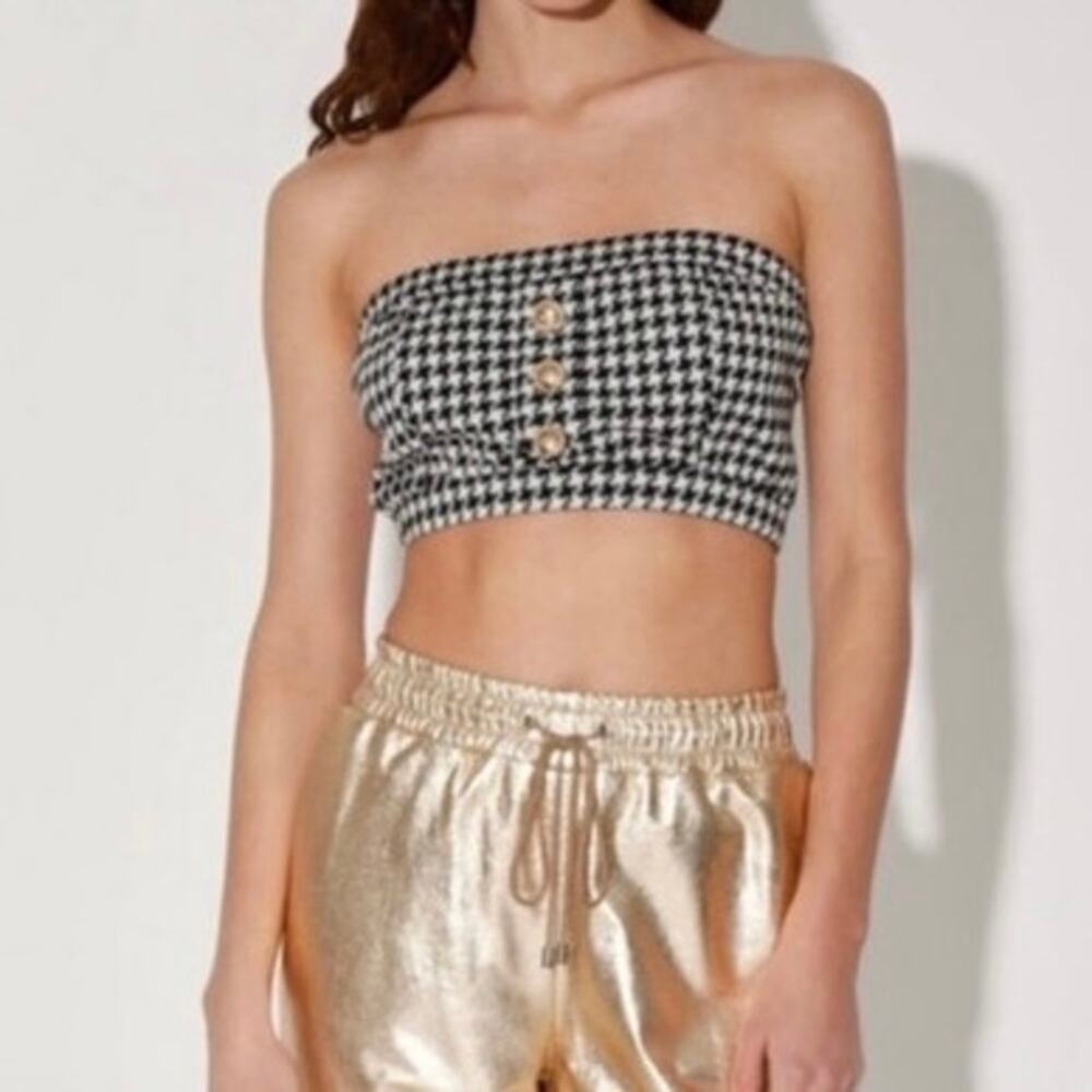 NWT Walter Baker Gabby Crop Top, Houndstooth Knit Large